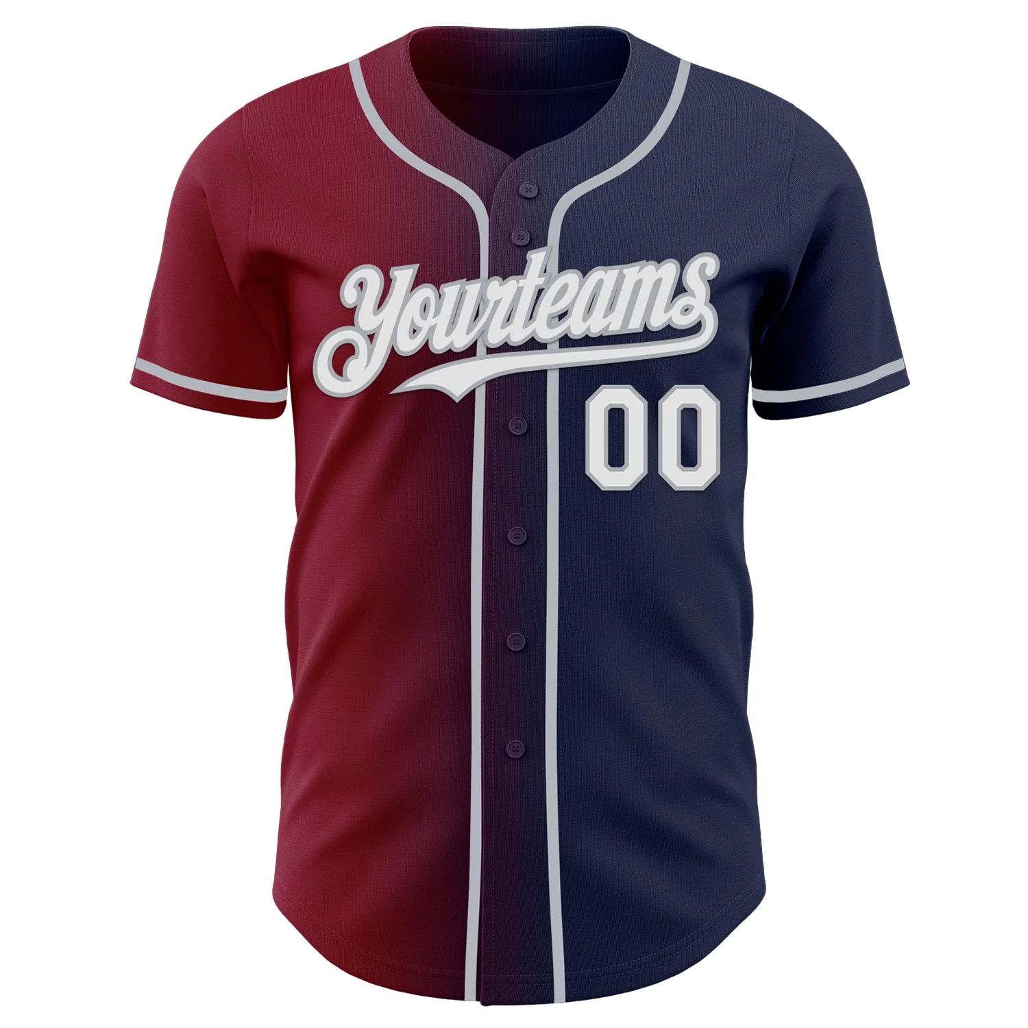 Custom Navy White Crimson-Gray Authentic Gradient Fashion Baseball Jersey
