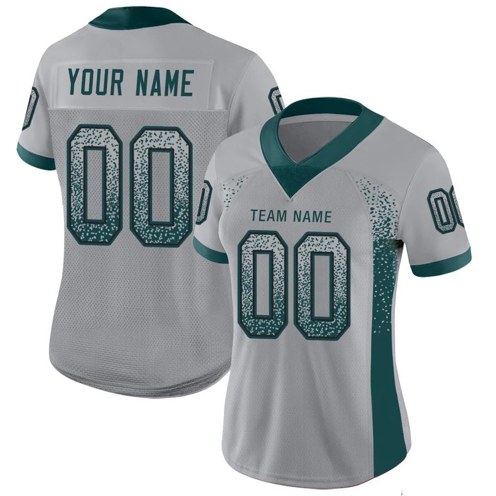 Custom Light Gray Midnight Green-Black Drift Fashion Football Jersey