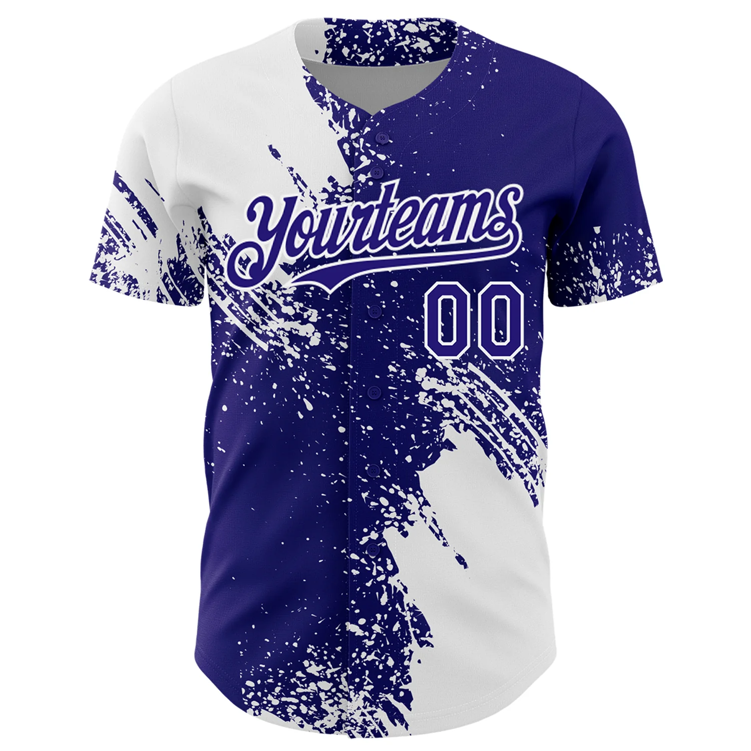 Custom White Dark Purple 3D Pattern Design Abstract Brush Stroke Authentic Baseball Jersey