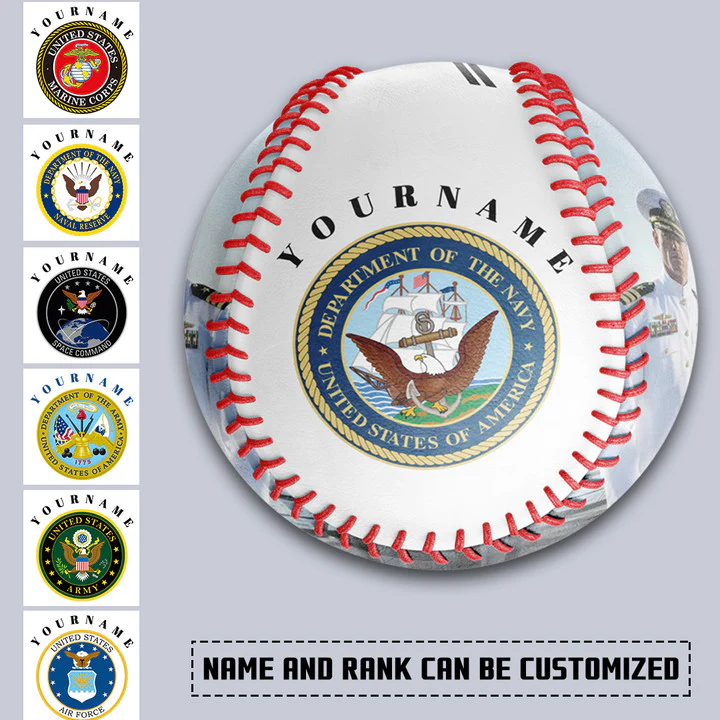 Personalized White U.S Veteran Space Force Photo Baseballs