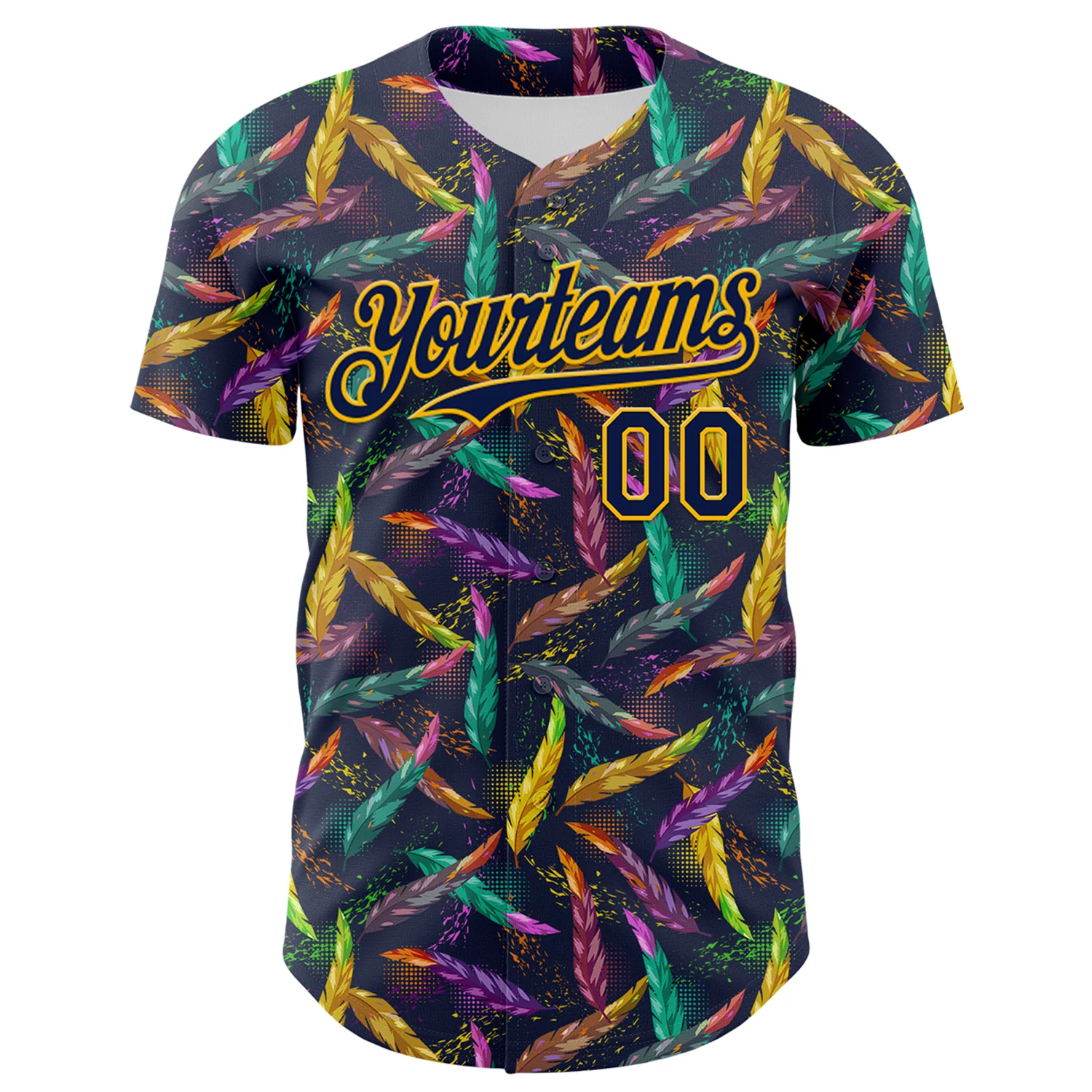 Custom Navy Gold 3D Pattern Design Mardi Gras Shrove Tuesday Authentic Baseball Jersey