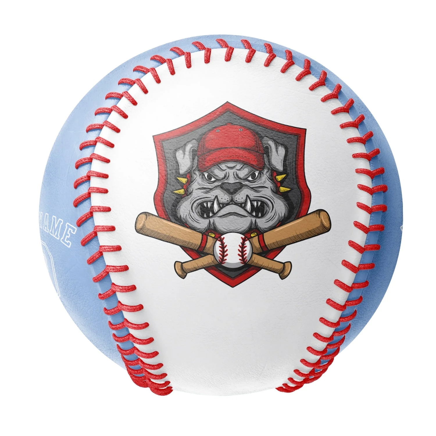 Personalized White Blue Half Leather Blue Authentic Baseballs