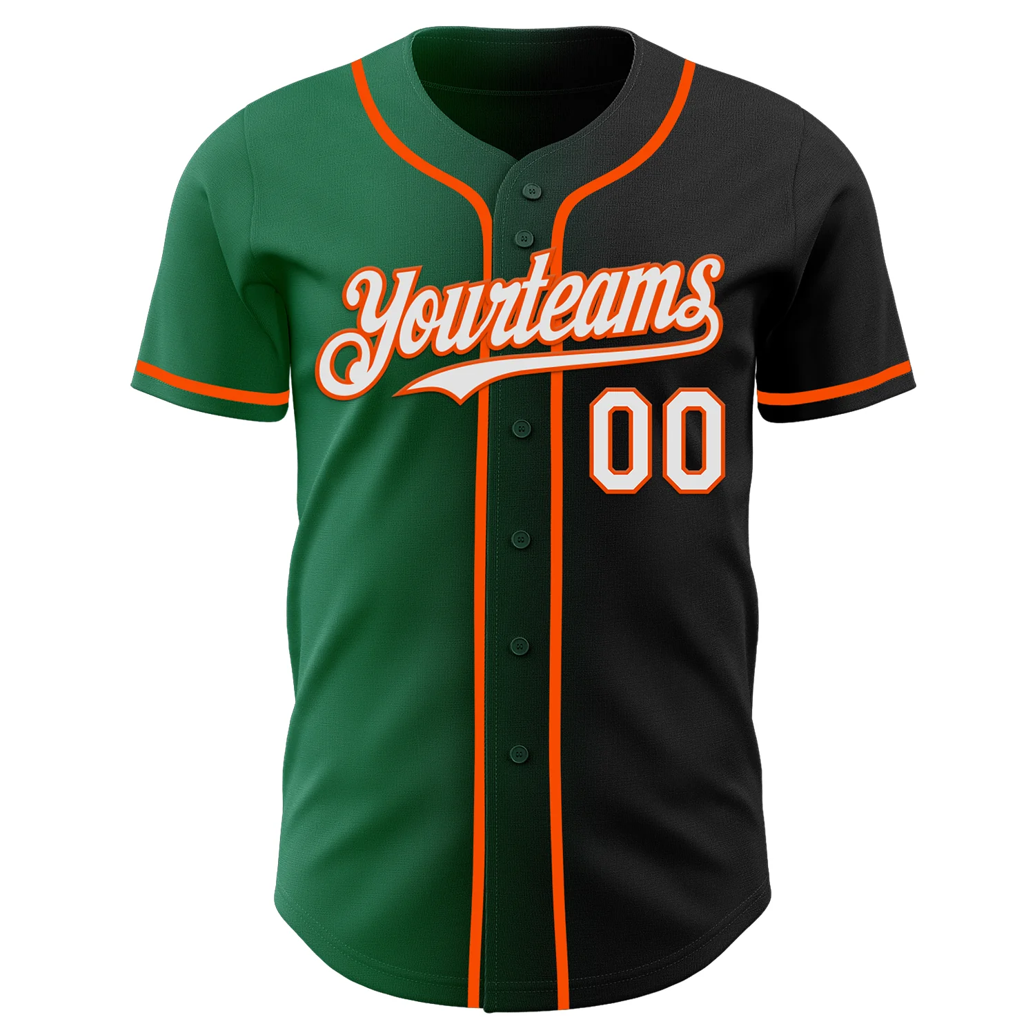 Custom Black White Kelly Green-Orange Authentic Gradient Fashion Baseball Jersey
