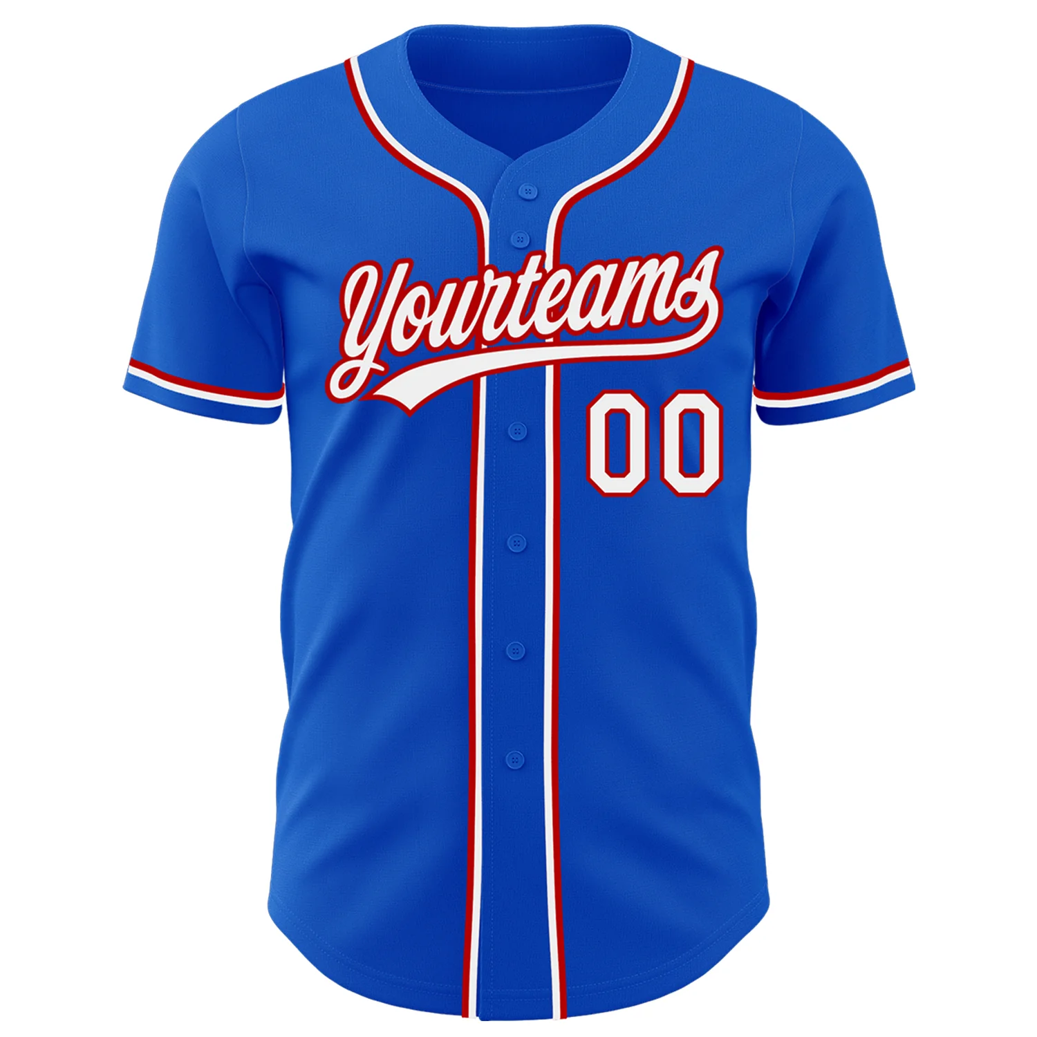 Custom Thunder Blue White-Red Authentic Baseball Jersey
