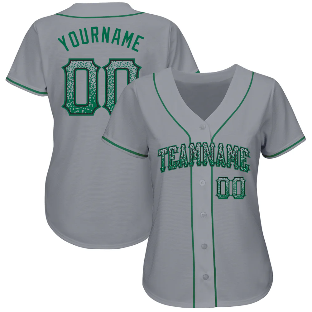 Custom Gray Kelly Green-Black Authentic Drift Fashion Baseball Jersey