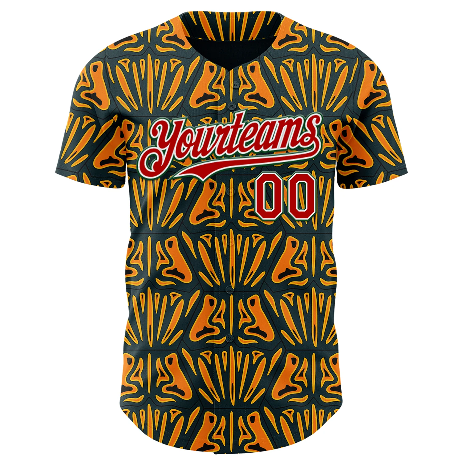 Custom Black Red Yellow Green-White 3D Pattern Design Black History Month African Ethnicity Style Authentic Baseball Jersey