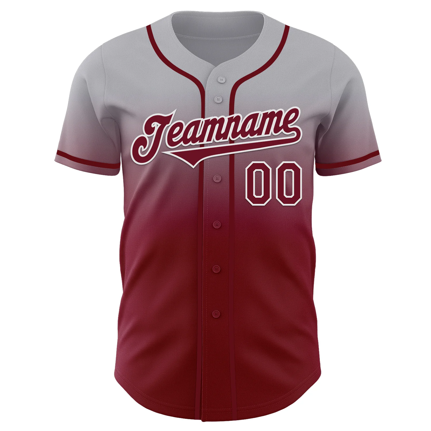 Custom Gray Crimson-White Authentic Fade Fashion Baseball Jersey