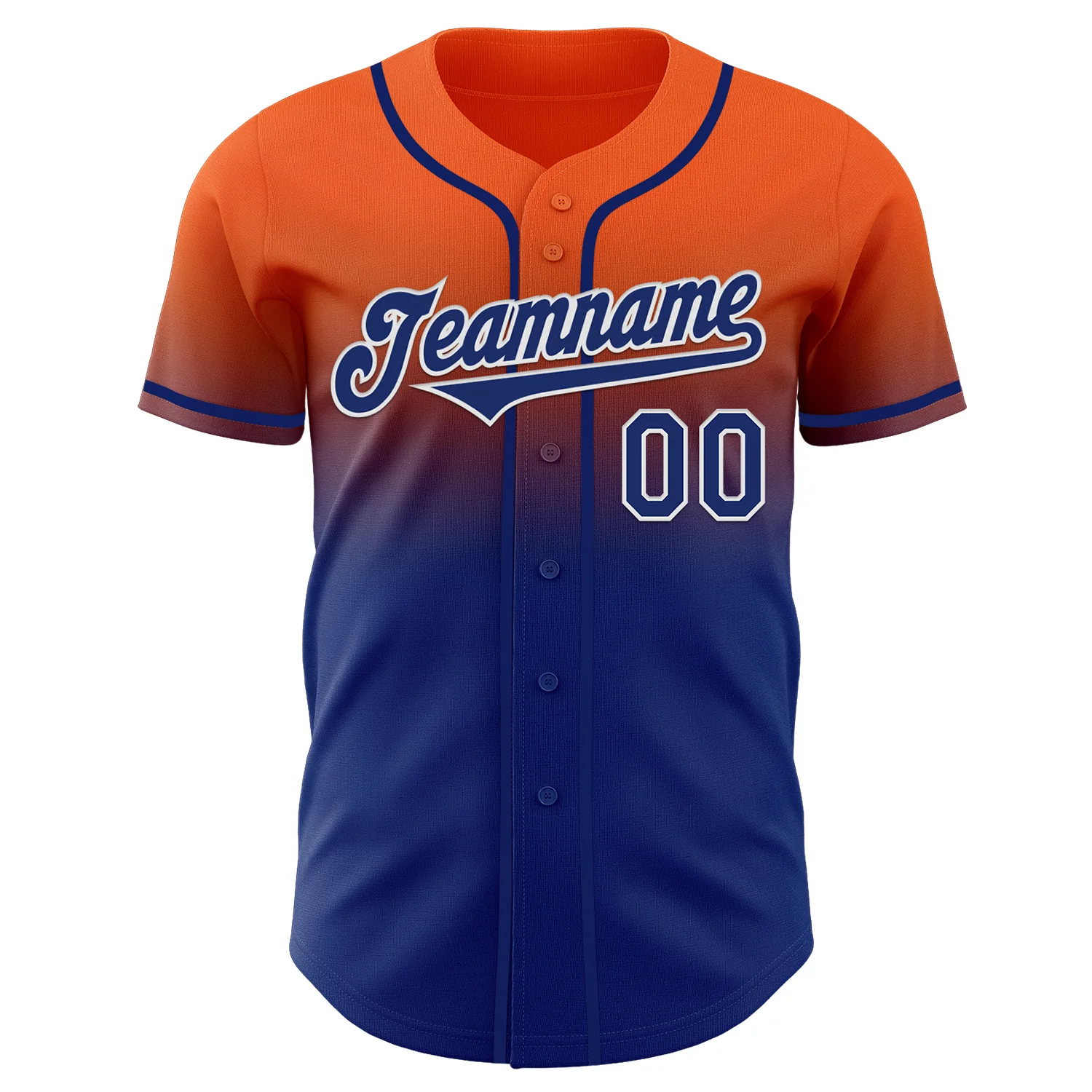 Custom Orange Royal-White Authentic Fade Fashion Baseball Jersey