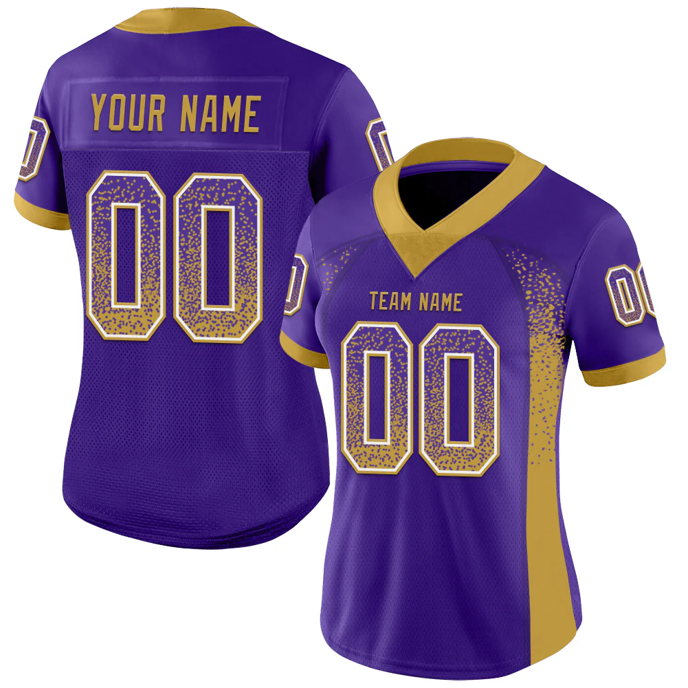 Custom Purple Old Gold-White Drift Fashion Football Jersey