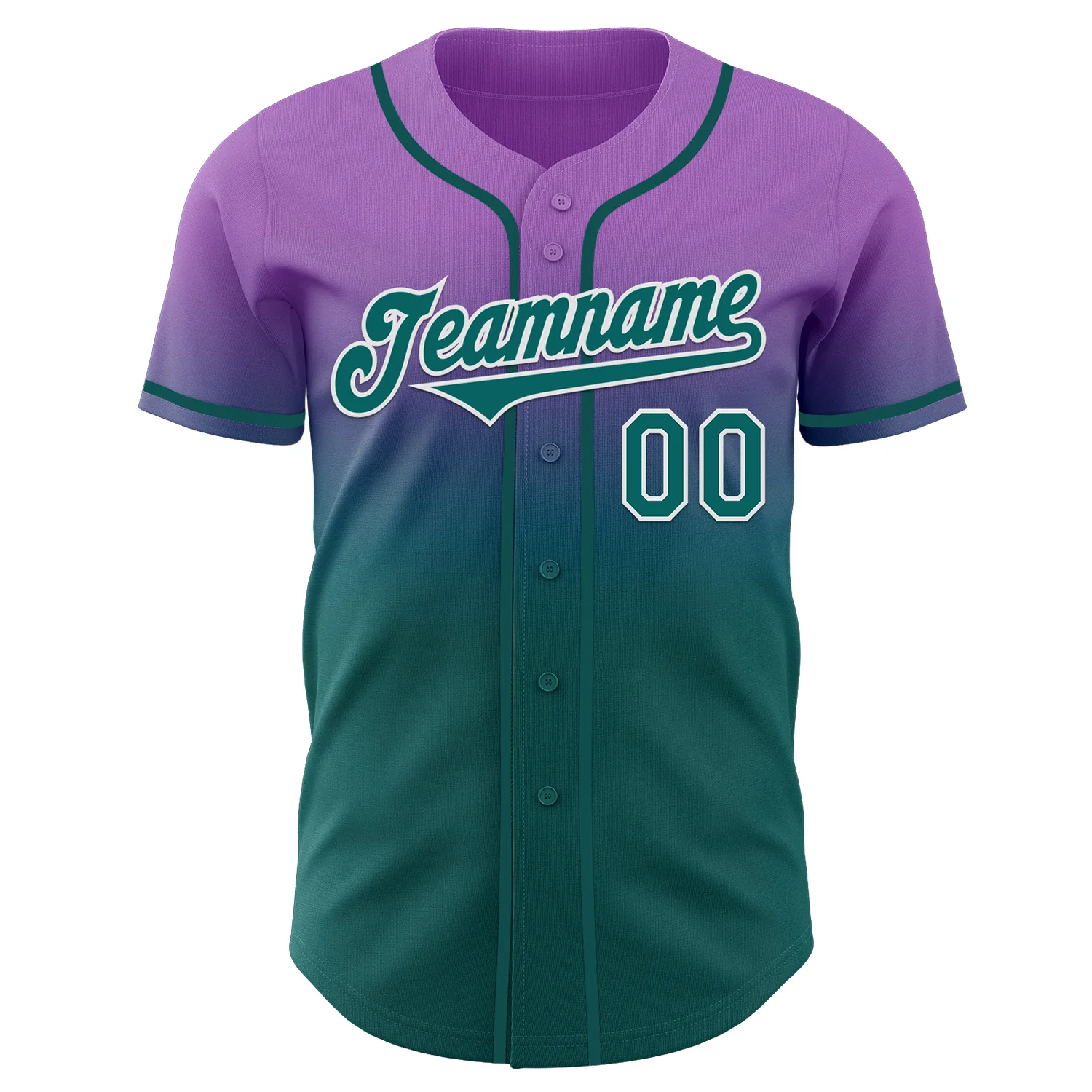 Custom Medium Purple Teal-White Authentic Fade Fashion Baseball Jersey