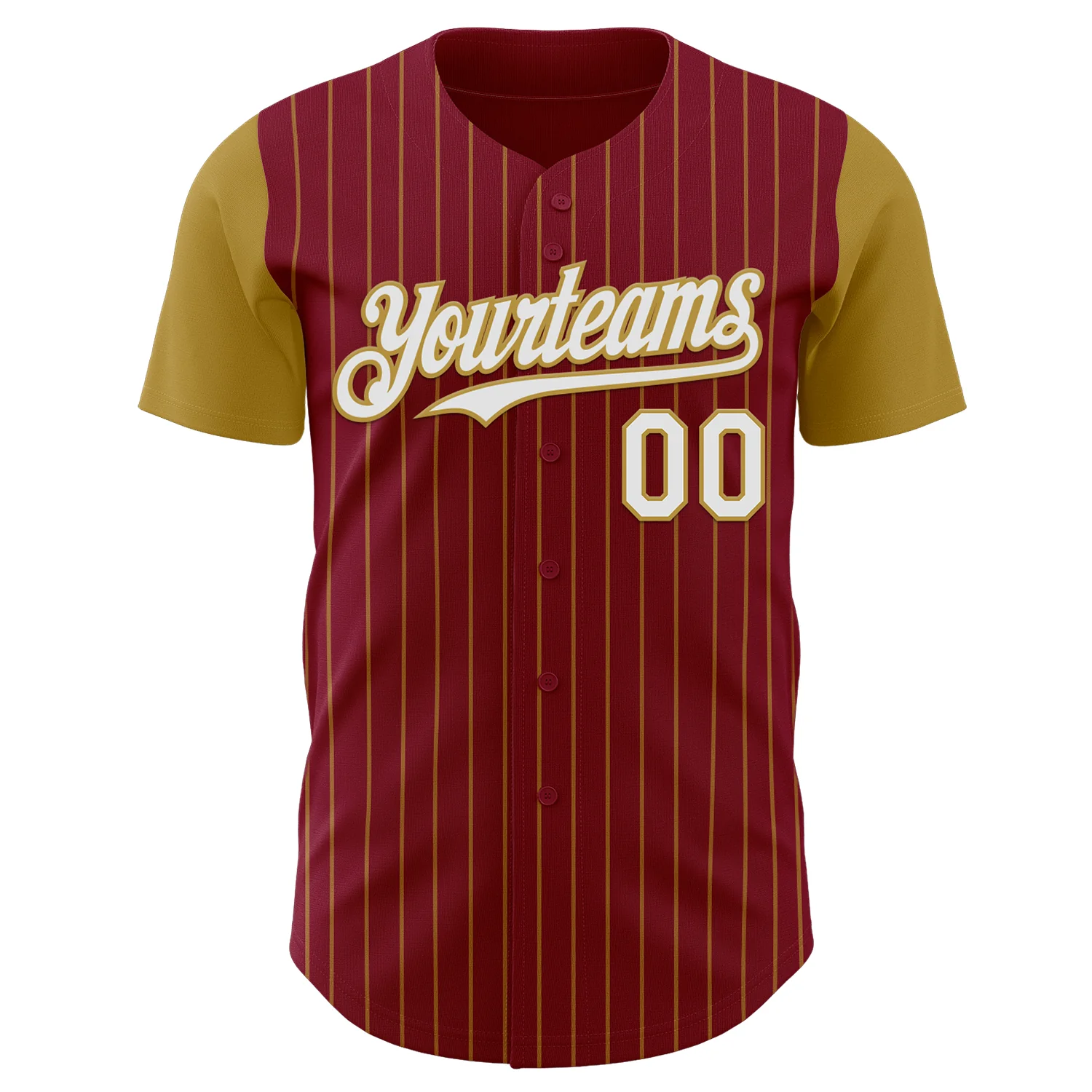 Custom Crimson Old Gold Pinstripe White Authentic Two Tone Baseball Jersey
