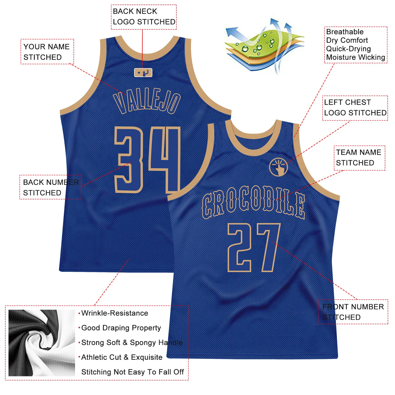 Custom Royal Royal-Old Gold Authentic Throwback Basketball Jersey