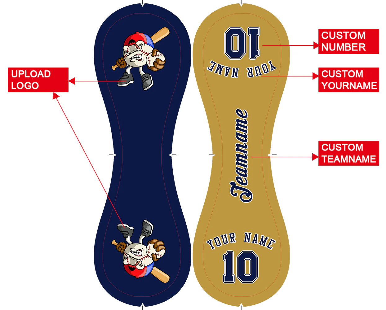 Personalized Navy Old Gold Half Leather Navy Authentic Baseballs