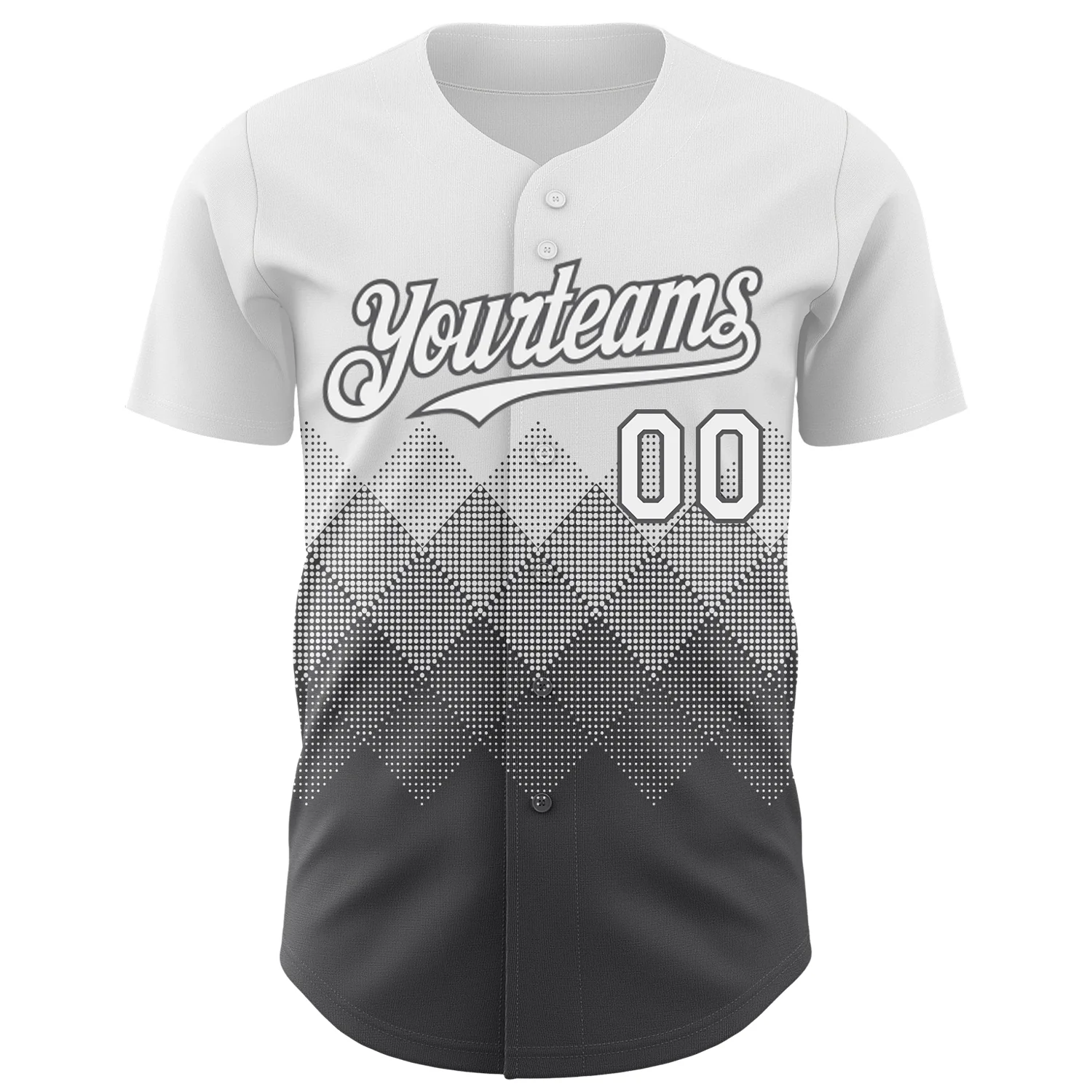 Custom White Steel Gray 3D Gradient Square Shape Authentic Baseball Jersey