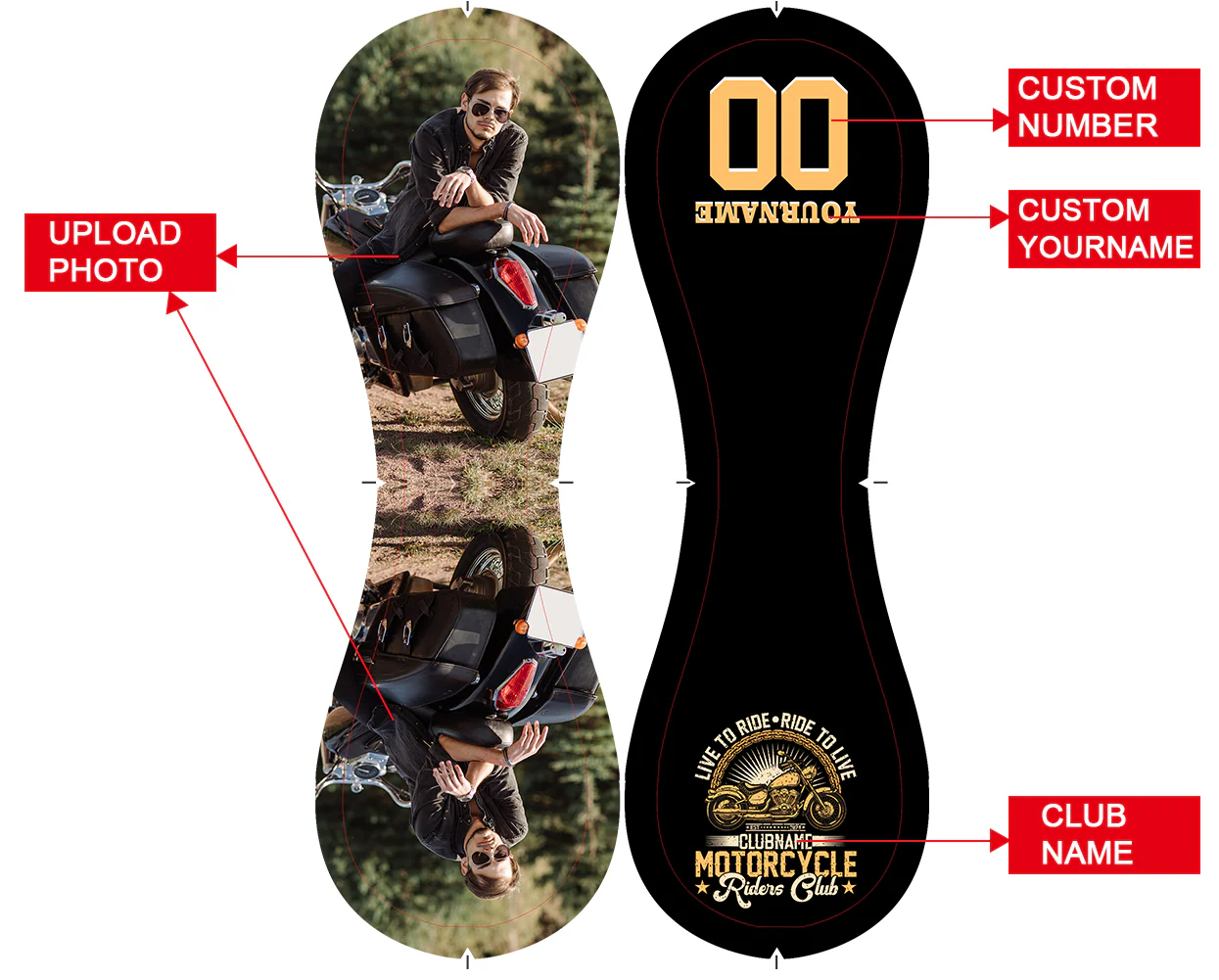 Personalized Black Live to Ride Ride to Live Motorcycle Club Photo Baseballs