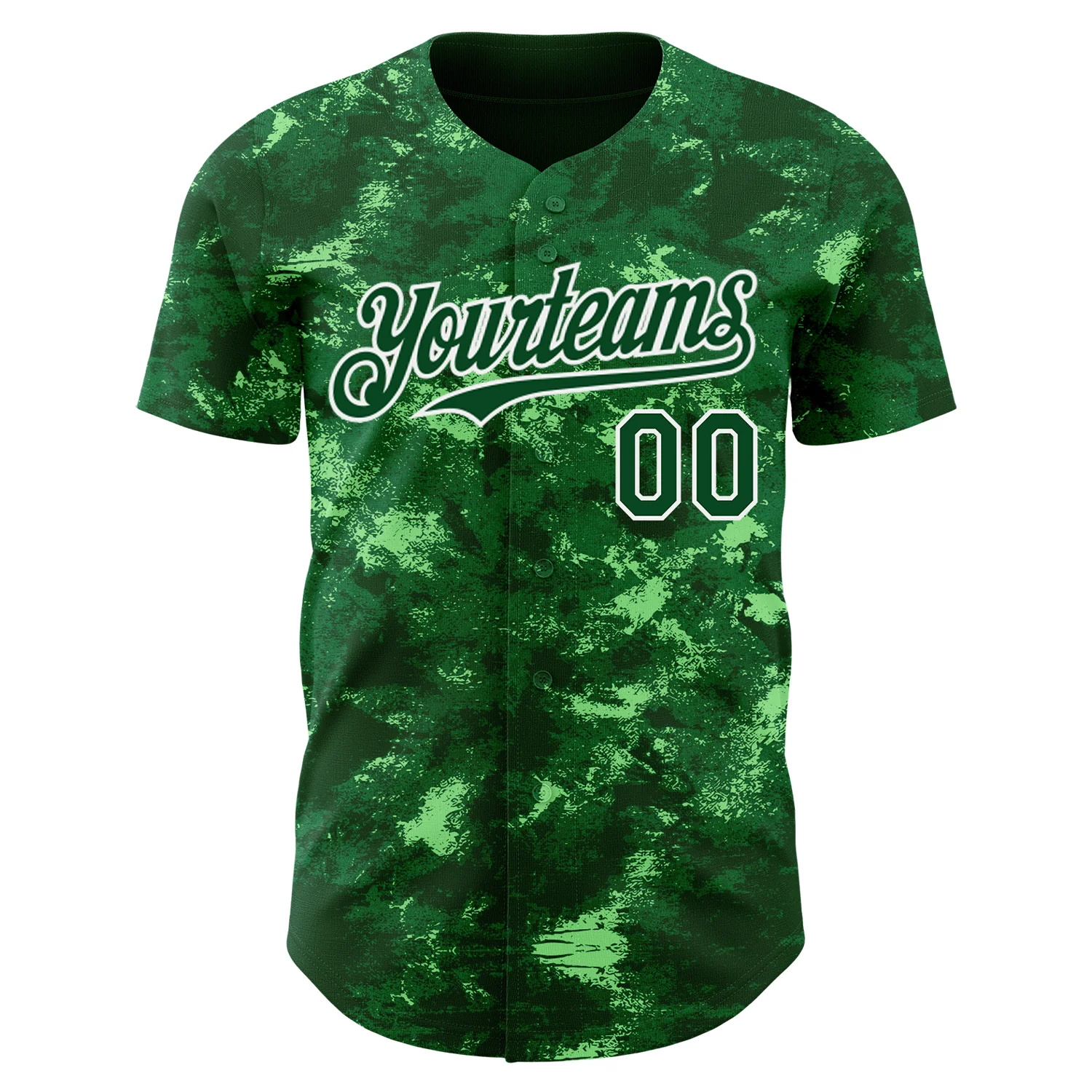 Custom Tie Dye Green-White 3D Authentic Baseball Jersey