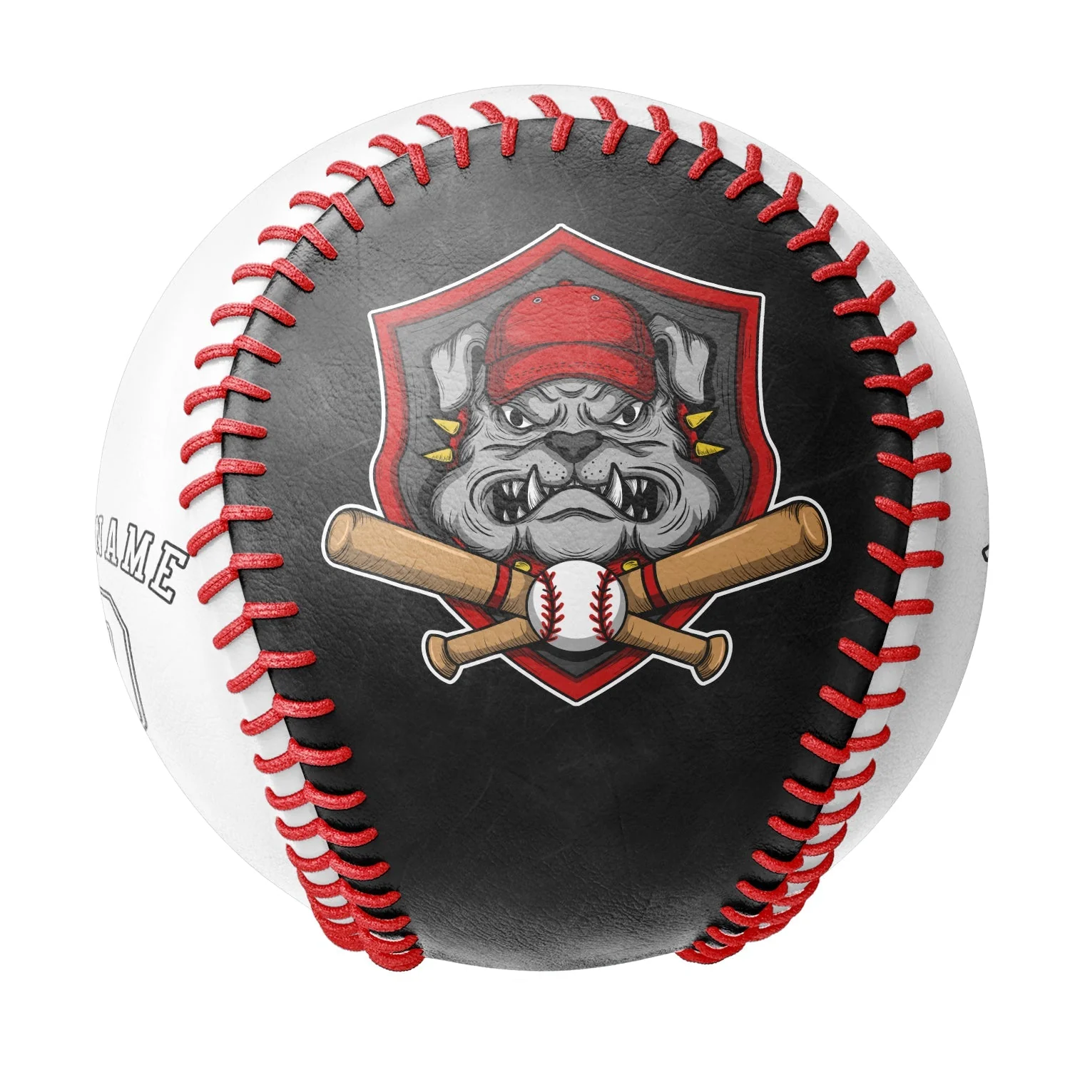 Personalized Black White Half Leather White Authentic Baseballs