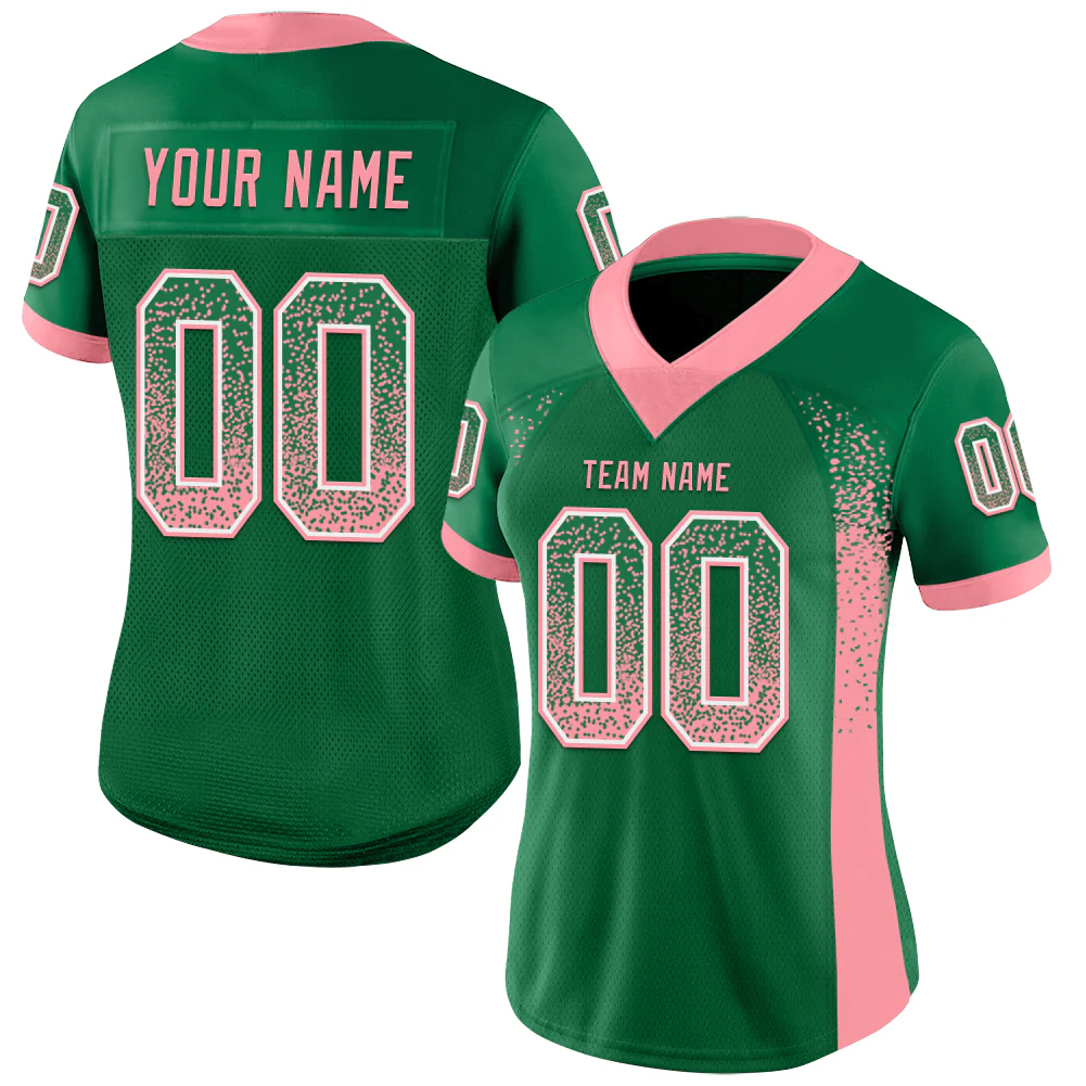 Custom Kelly Green Medium Pink-White Drift Fashion Football Jersey