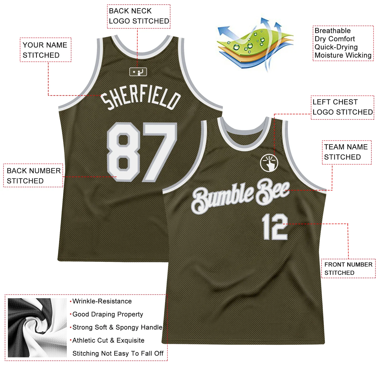Custom Olive White-Gray Authentic Throwback Salute To Service Basketball Jersey