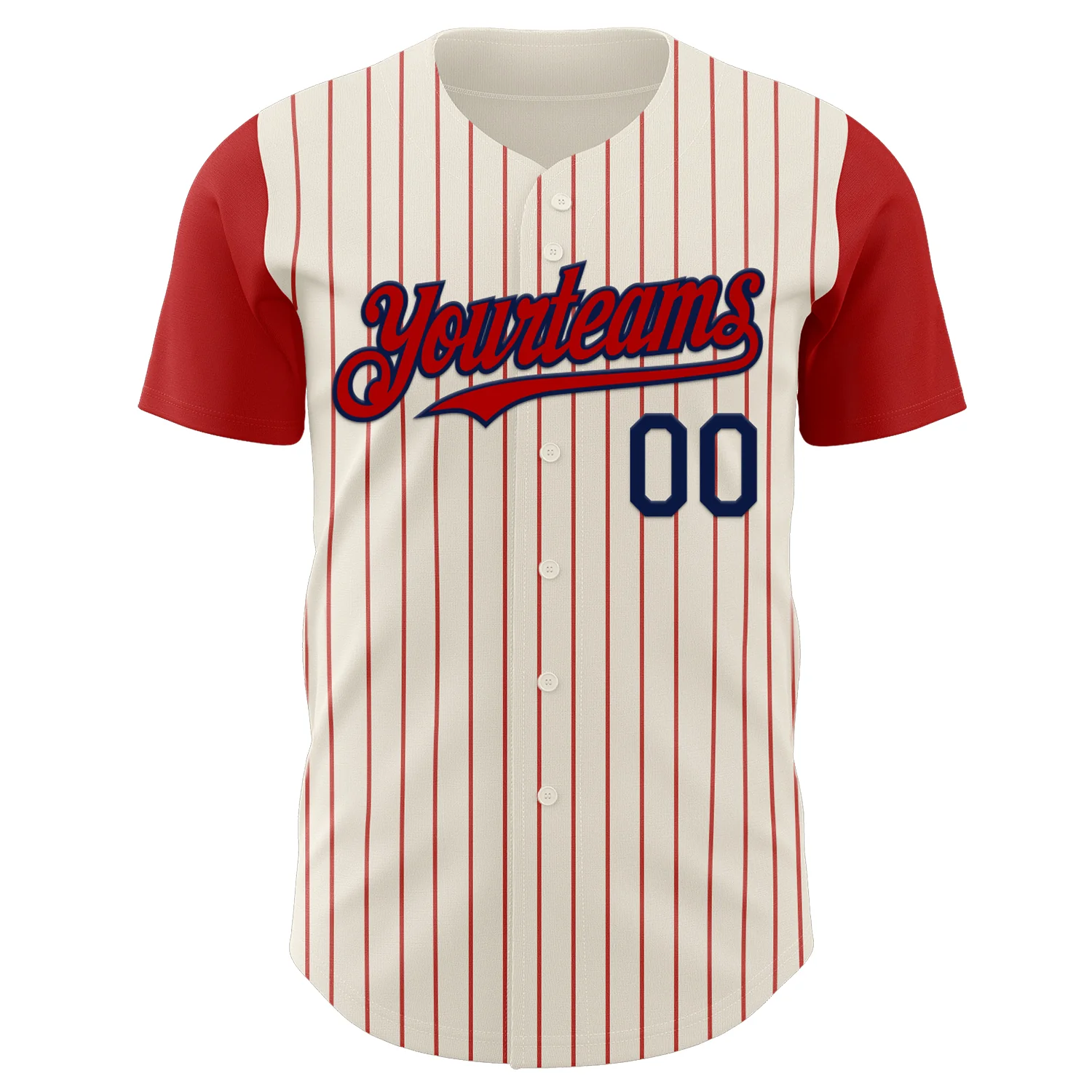 Custom Cream Red Pinstripe Navy Authentic Two Tone Baseball Jersey