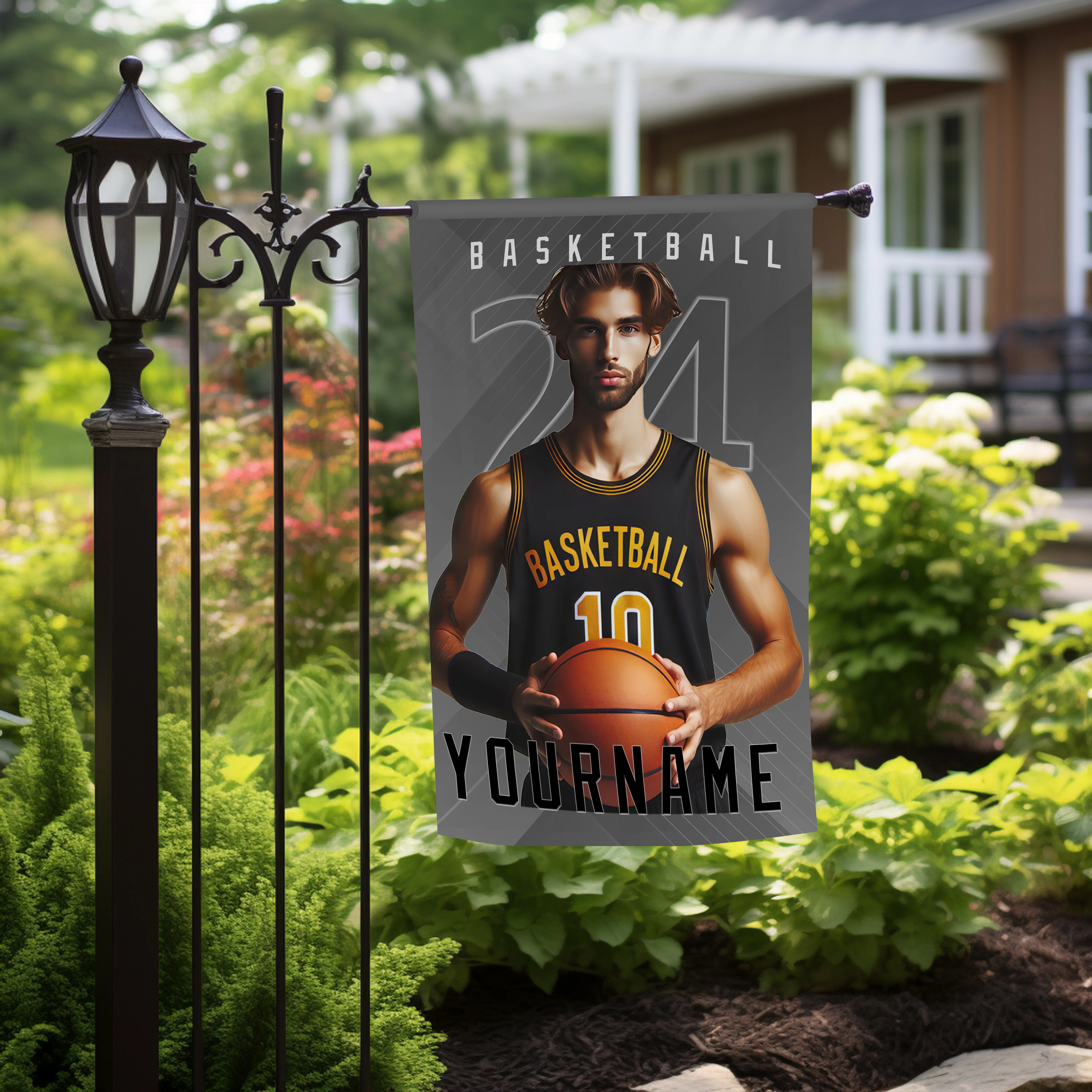 Personalized Basketball Team Name Photo Garden Flag