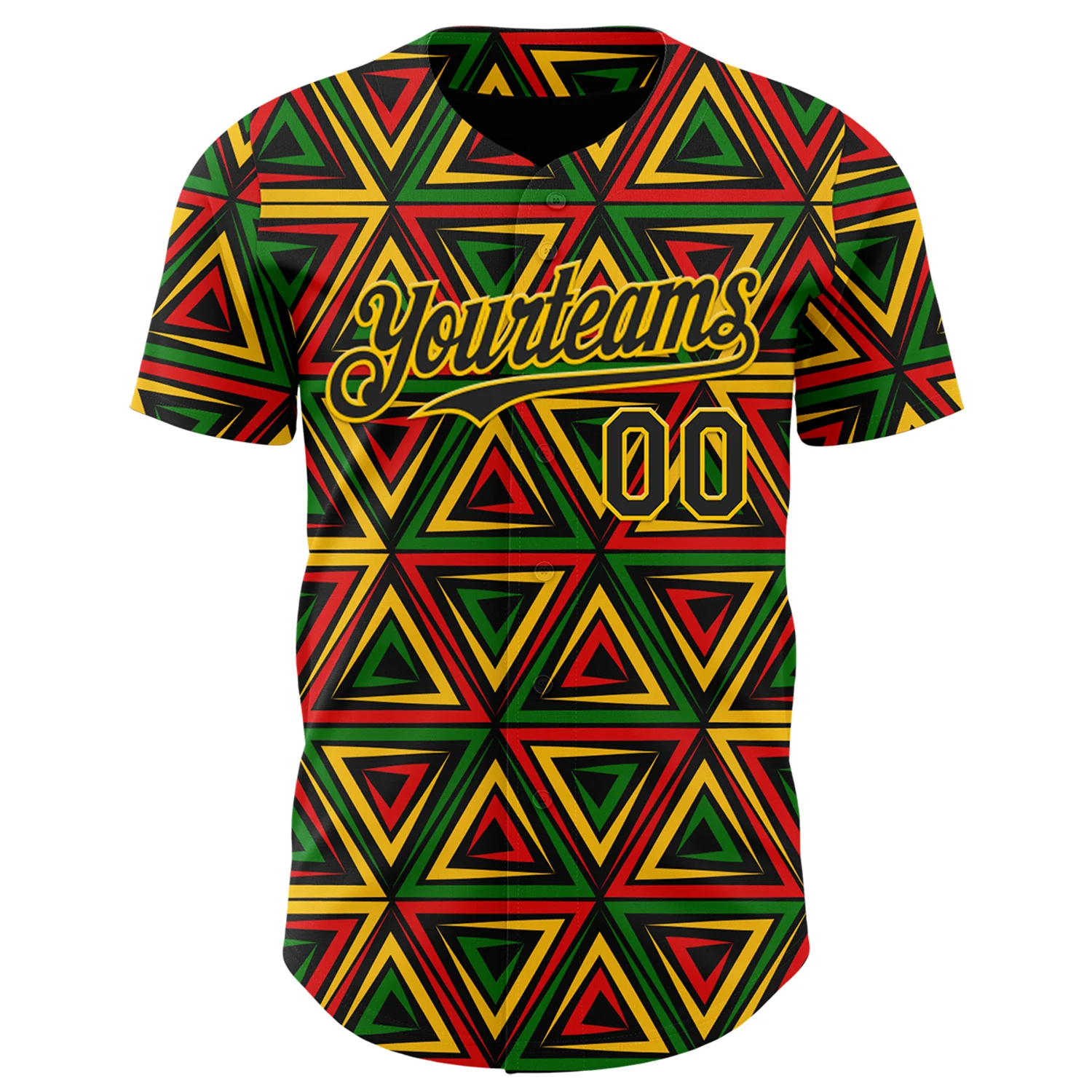 Custom Black Yellow Green-Red 3D Pattern Design Black History Month African Ethnicity Style Abstract Geometric Authentic Baseball Jersey