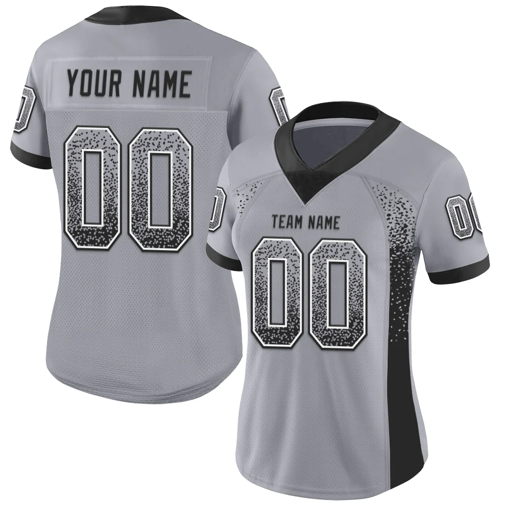 Custom Gray Black-White Drift Fashion Football Jersey