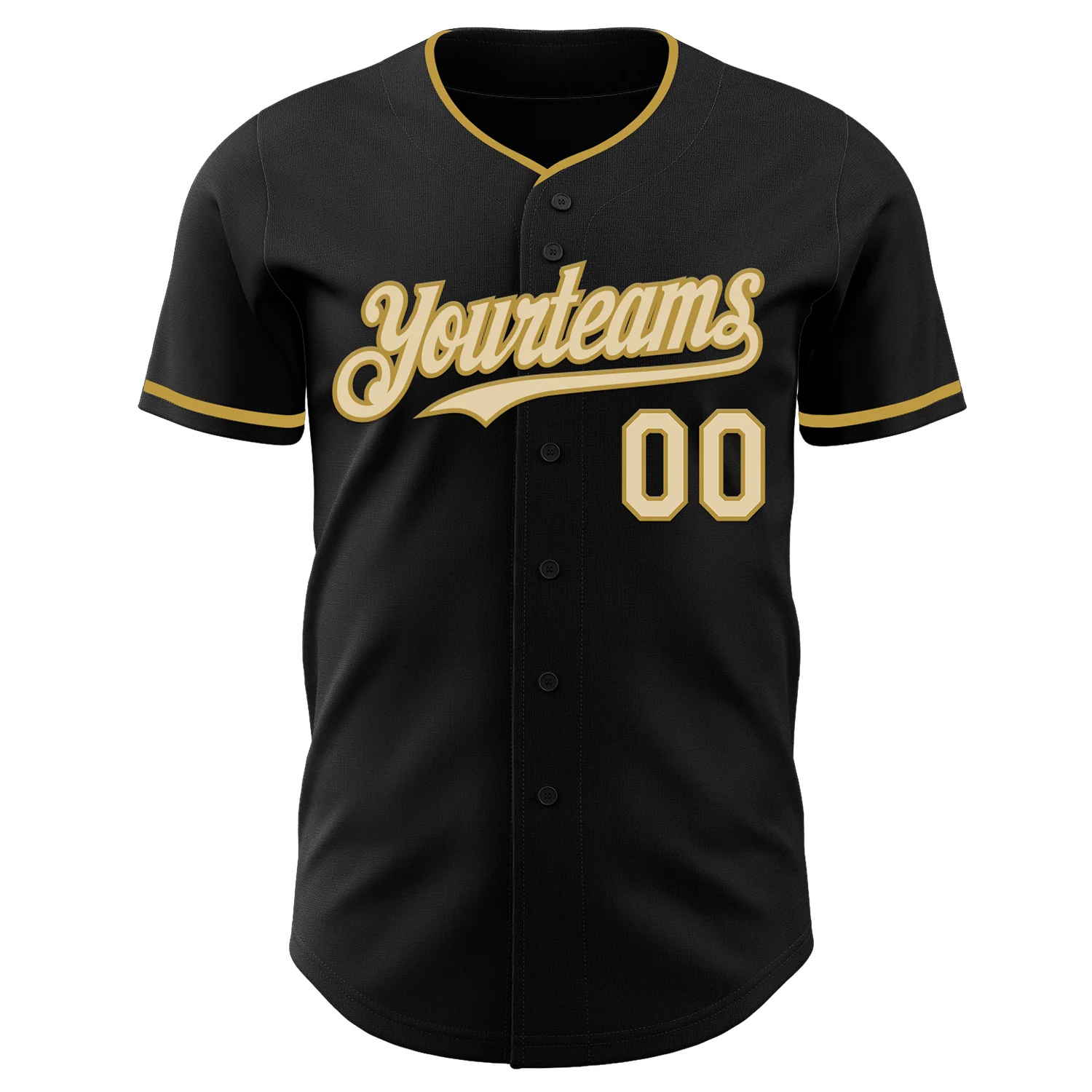 Custom Black Cream-Old Gold Authentic Baseball Jersey