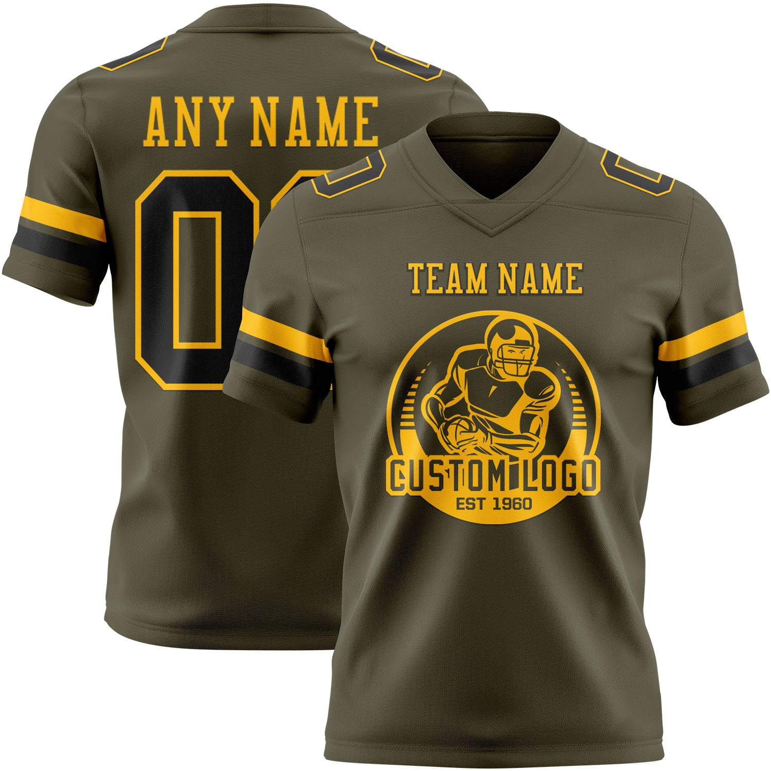 Custom Olive Black-Gold Authentic Salute To Service Football Jersey