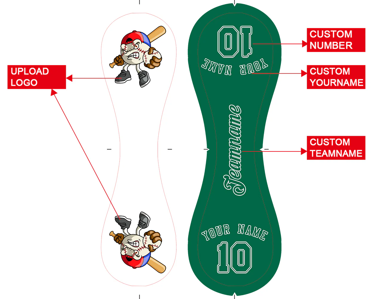 Personalized White Kelly Green Half Leather Kelly Green Authentic Baseballs