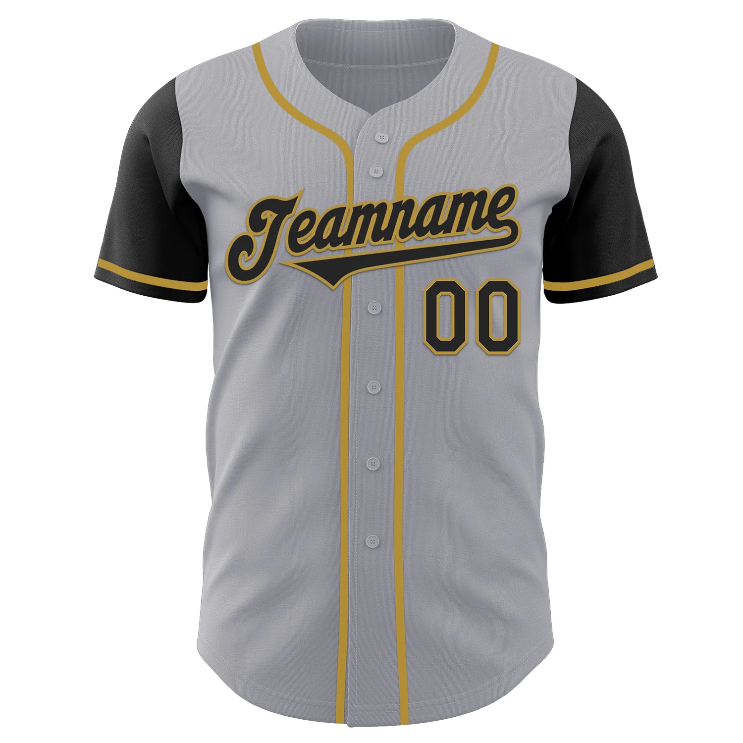 Custom Gray Black-Old Gold Authentic Two Tone Baseball Jersey