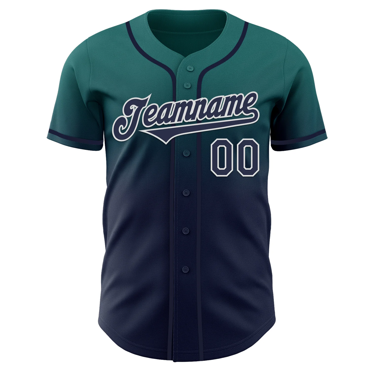 Custom Teal Navy-White Authentic Fade Fashion Baseball Jersey