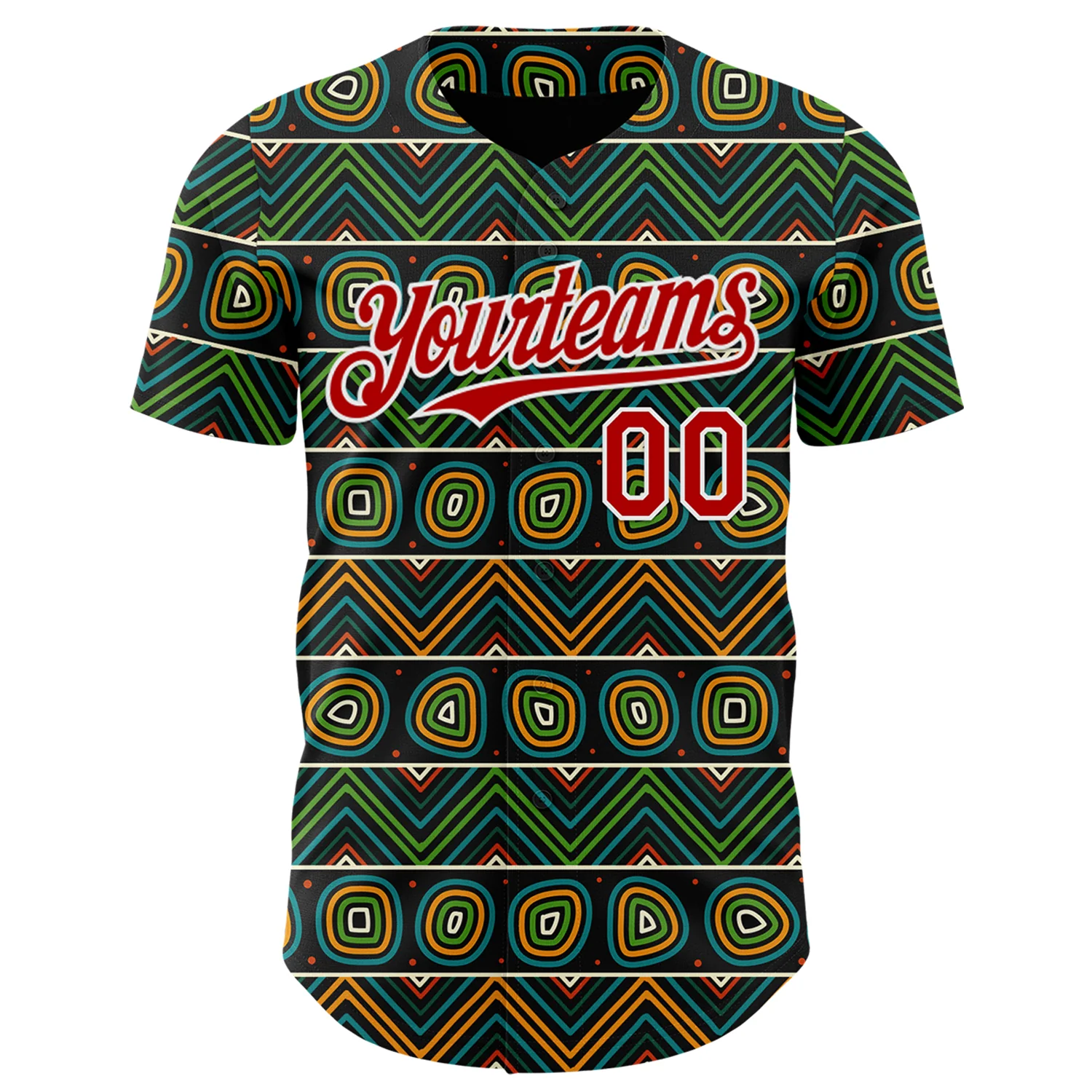 Custom Black Red Green Yellow-White 3D Pattern Design Black History Month African Ethnicity Style Authentic Baseball Jersey