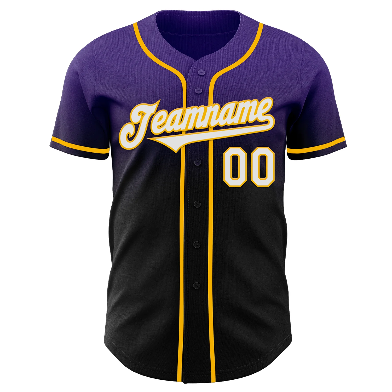 Custom Purple Black-Gold Authentic Fade Fashion Baseball Jersey