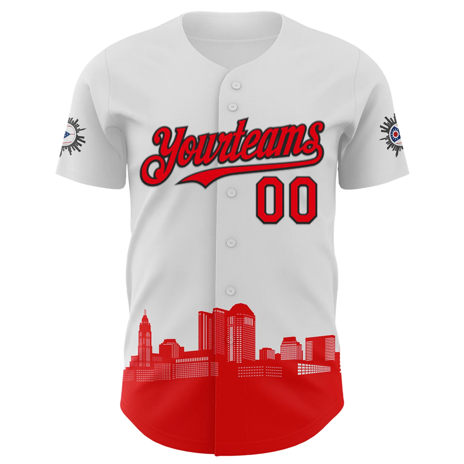 Custom White Fire Red-Black 3D Urban City Edition Sports Authentic Baseball Jersey