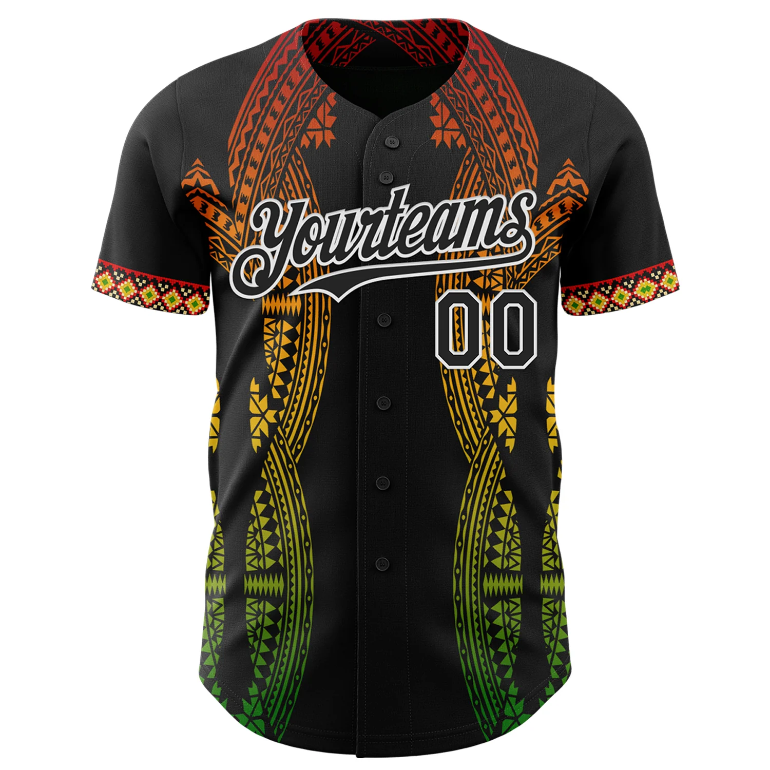 Custom Black Red Yellow Green-White 3D Pattern Design Black History Month Africa Tribal Authentic Baseball Jersey