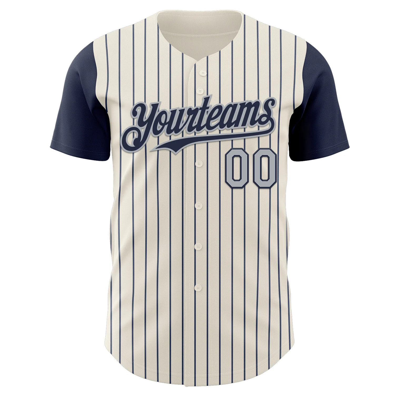 Custom Cream Navy Pinstripe Gray Authentic Two Tone Baseball Jersey