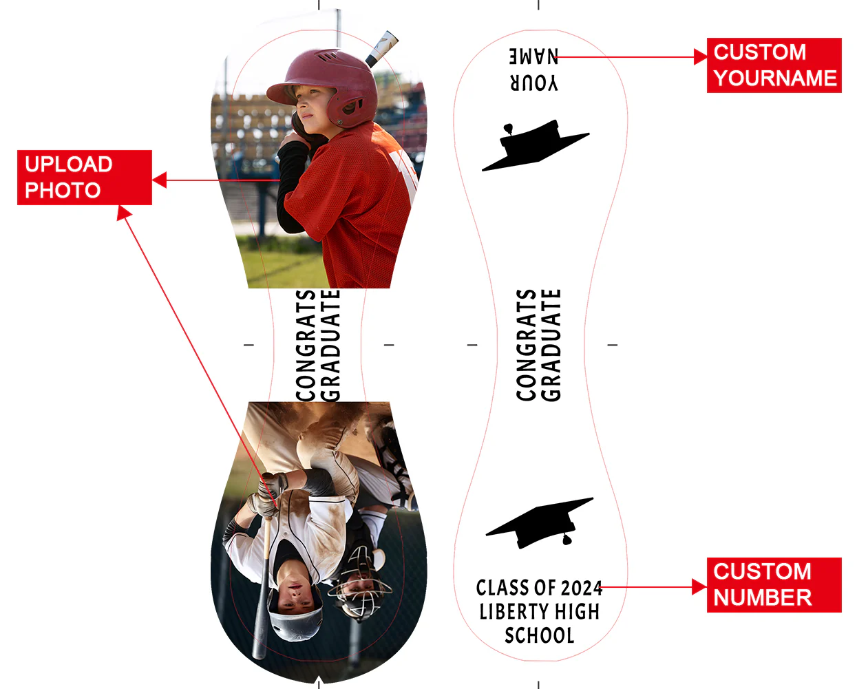 Personalized White Graduation 2 Photo Baseballs