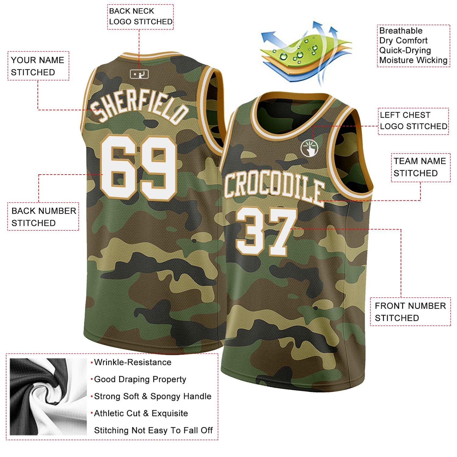 Custom Camo White-Old Gold Authentic Salute To Service Basketball Jersey