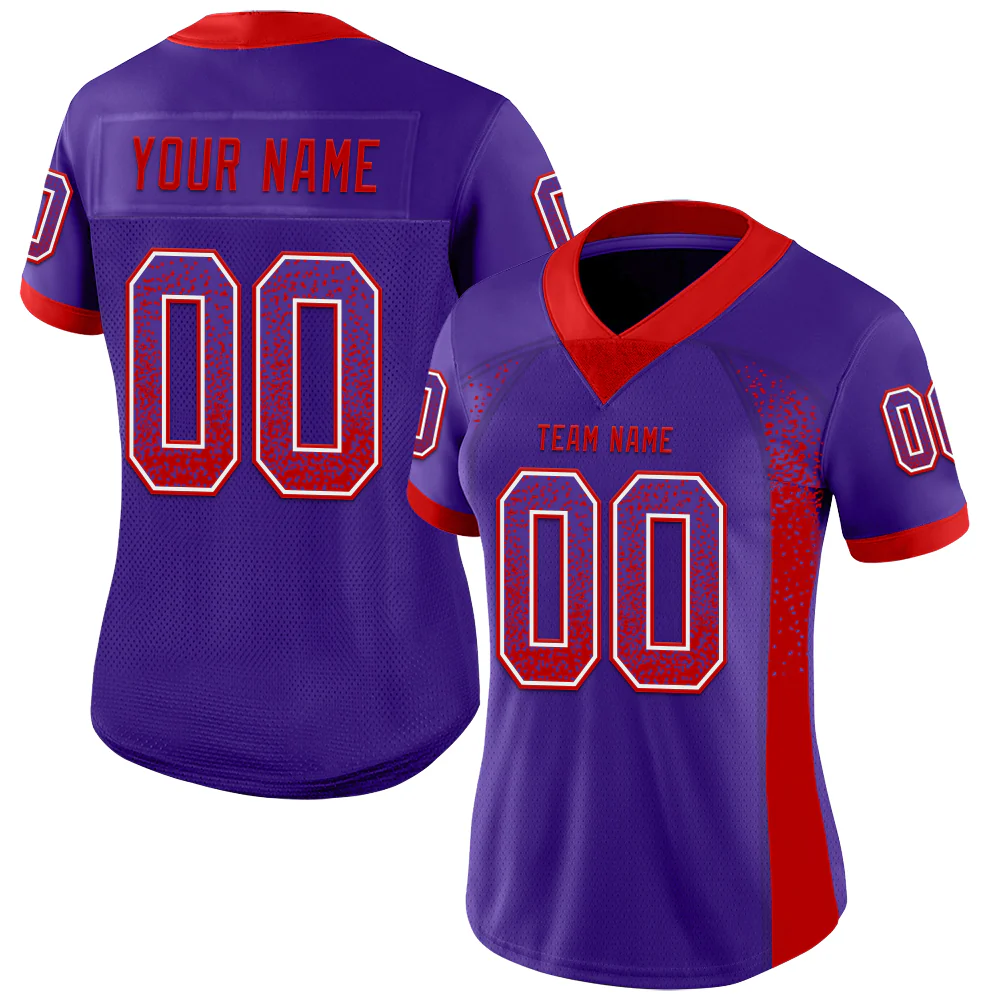 Custom Purple Red-White Drift Fashion Football Jersey