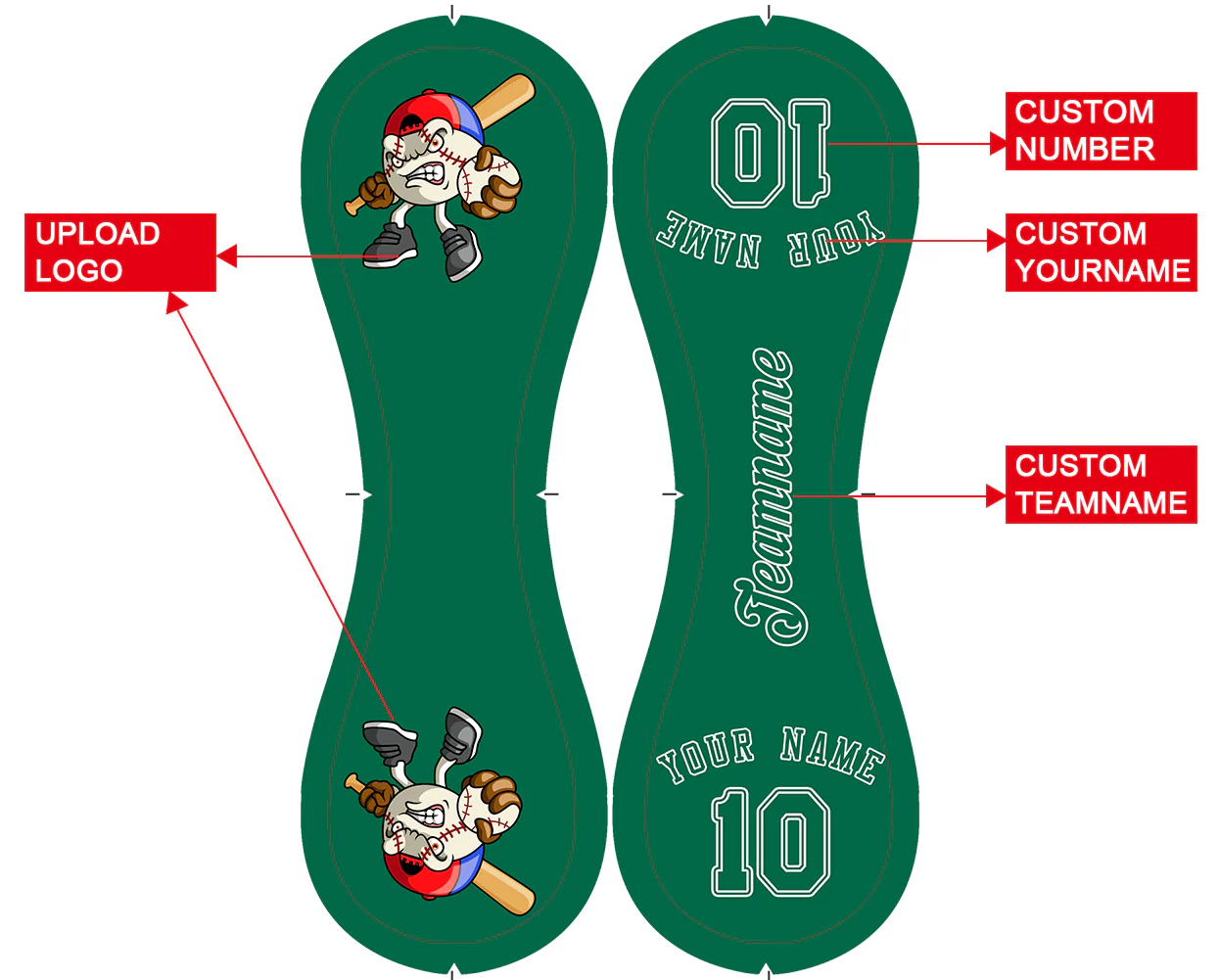 Personalized Kelly Green Leather Kelly Green Authentic Baseballs