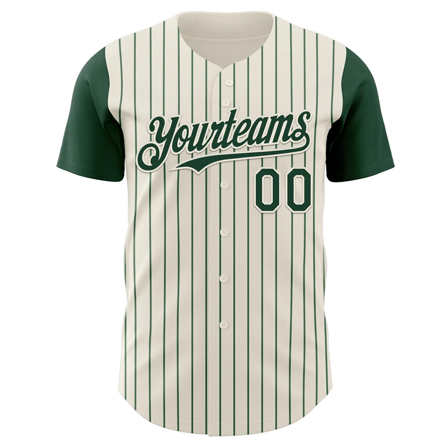 Custom Cream Green Pinstripe Green Authentic Two Tone Baseball Jersey