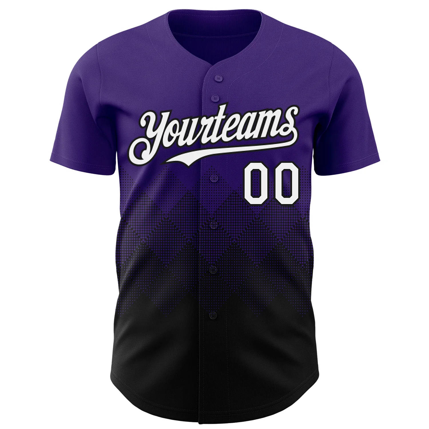 Custom Purple White-Black 3D Gradient Square Shape Authentic Baseball Jersey