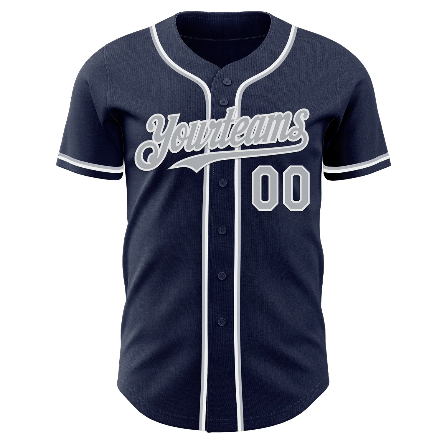 Custom Navy Gray-White Authentic Baseball Jersey