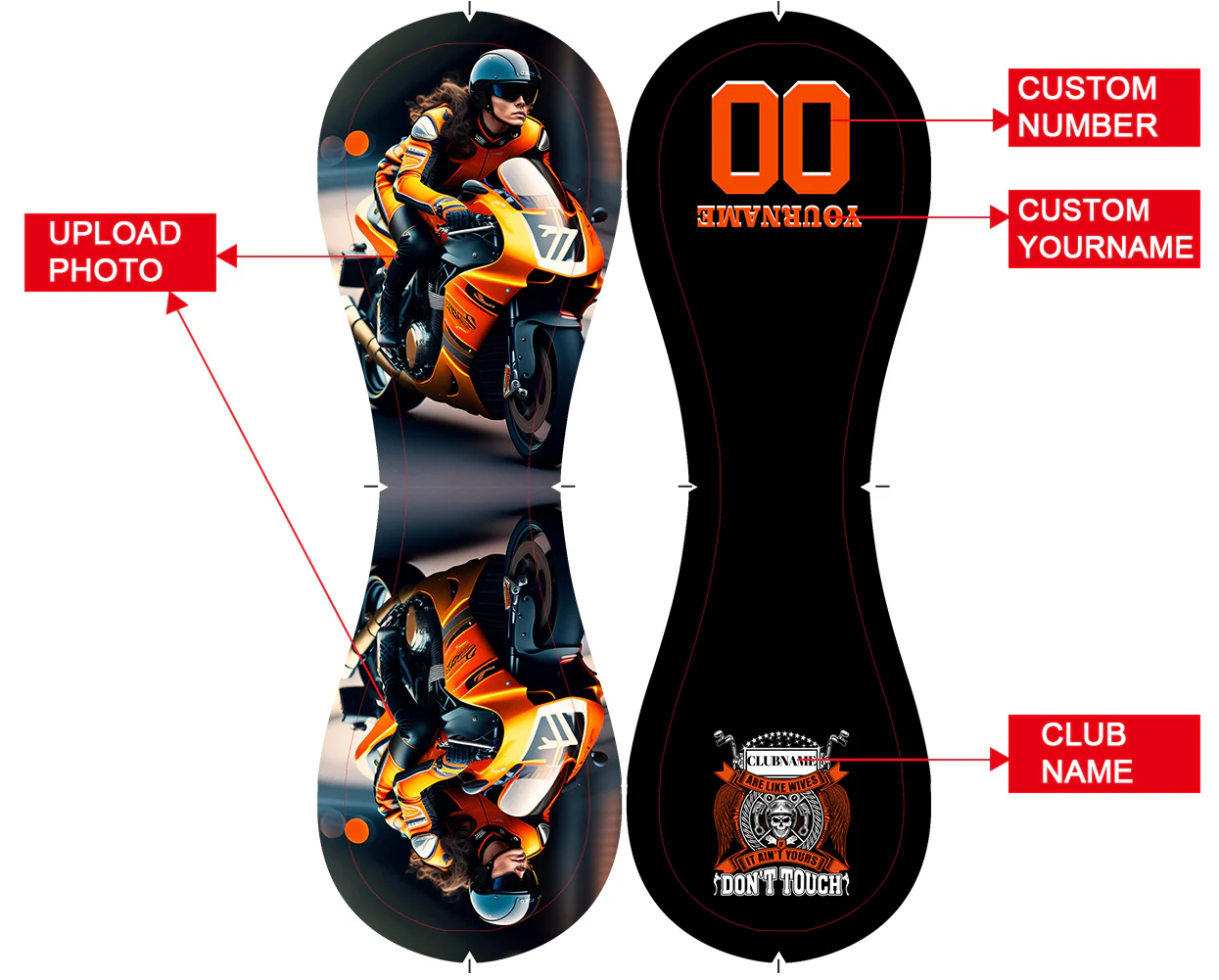 Personalized Black Don't Touch Skull Motorcycle Club Photo Baseballs