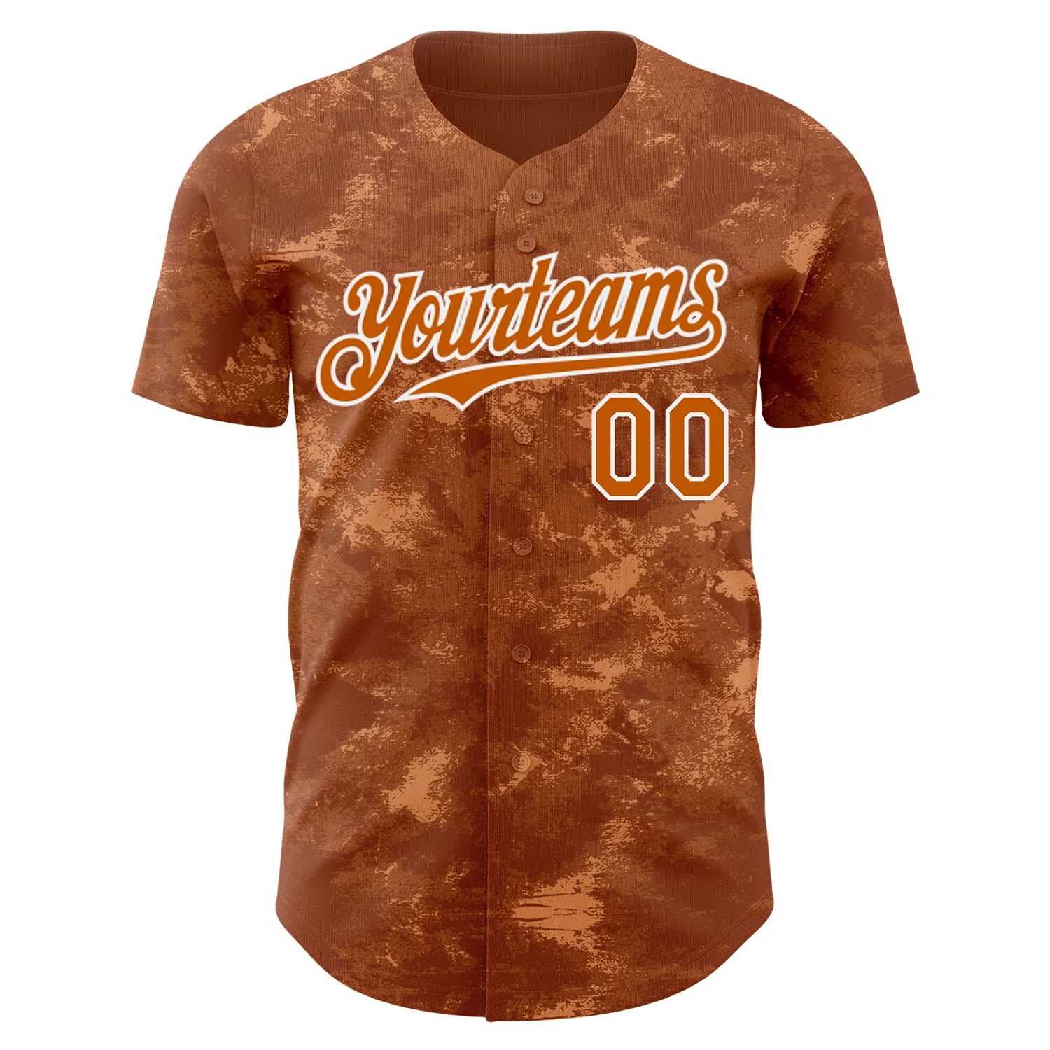 Custom Tie Dye Texas Orange-White 3D Authentic Baseball Jersey