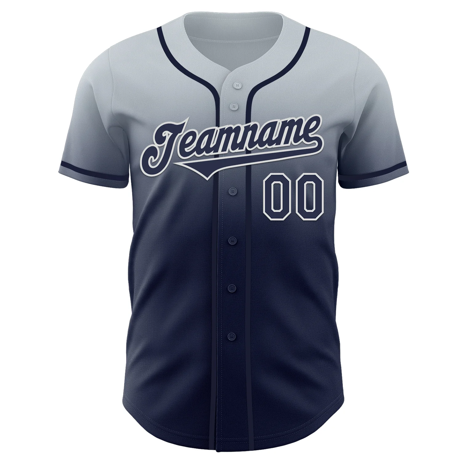 Custom Silver Navy-White Authentic Fade Fashion Baseball Jersey