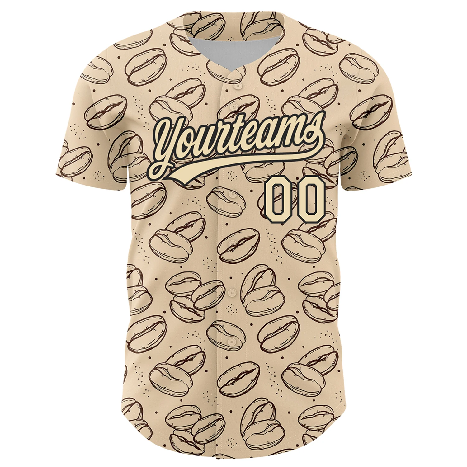 Custom City Cream Black 3D Pattern Design International Coffee Day Authentic Baseball Jersey