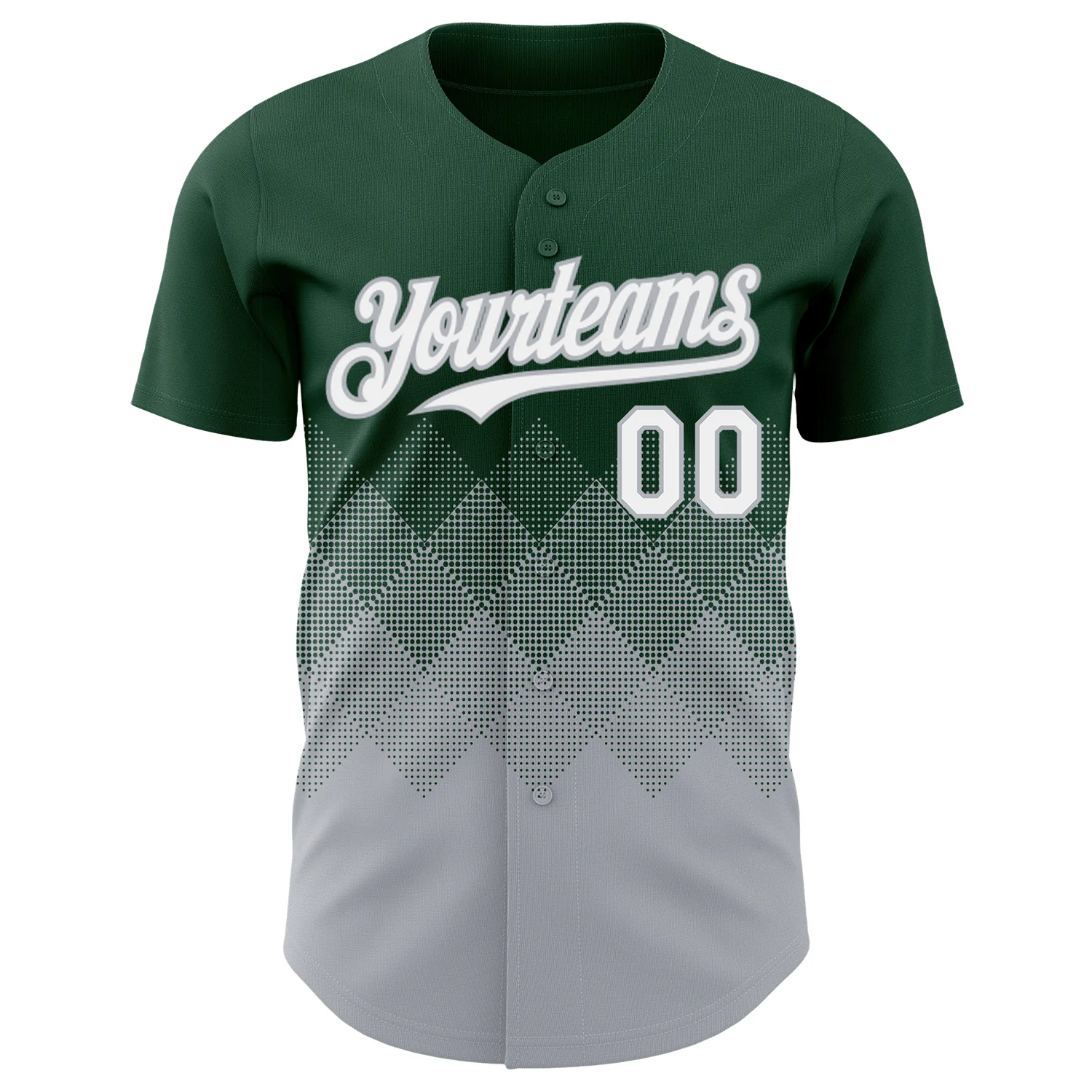 Custom Green White-Gray 3D Gradient Square Shape Authentic Baseball Jersey