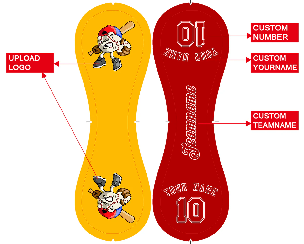 Personalized Gold Red Half Leather Red Authentic Baseballs